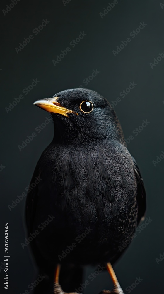 Fototapeta premium blackbird isolated on paper background