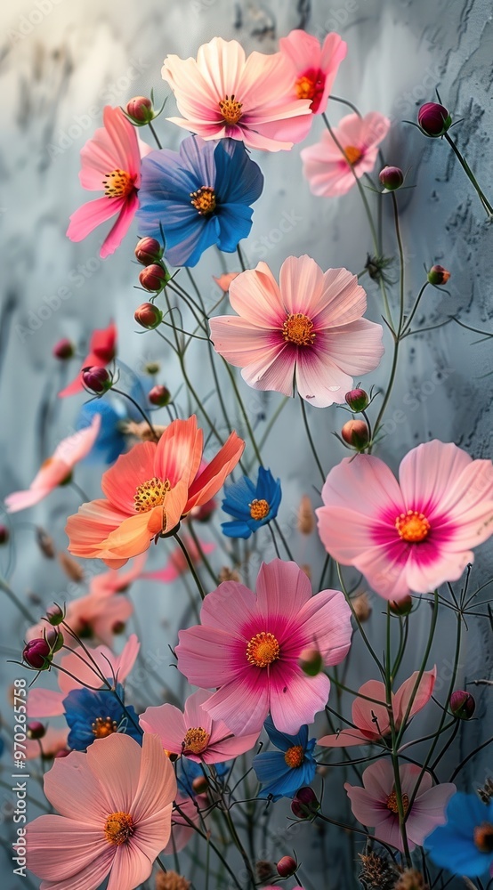 Colorful Cosmos Flowers in Bloom Colorful Cosmos Flowers in Bloom
