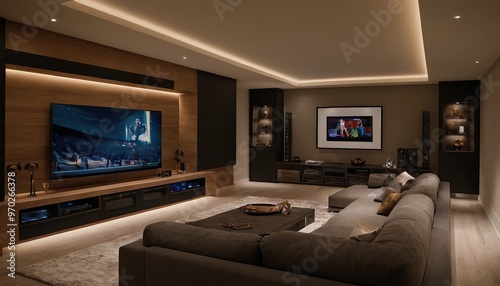 Modern minimalist living room with eco fireplace. Modern living room with sofa and television 31