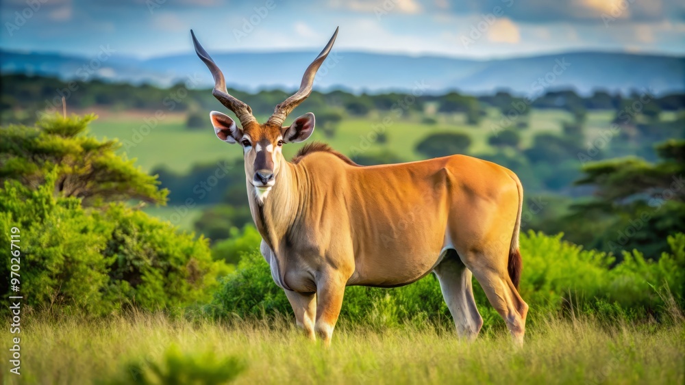 Within Lord Derby National Park, the majestic eland antelope roams freely, its striking white and black coat blending Within Lord Derby National Park, the majestic eland antelope roams freely, its striking white and black coat blending