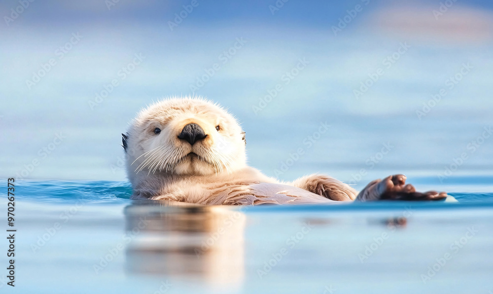 Fototapeta premium sea otter in the water. generative ai