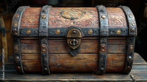 Vintage Wooden Chest with Metal Accents