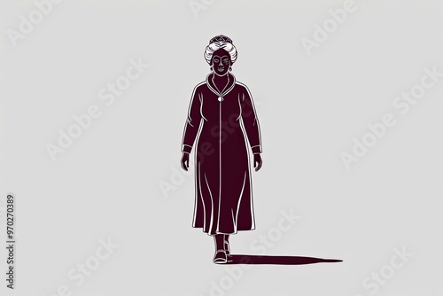 Wise Woman Illustration Walking Against White Background