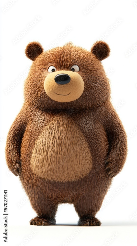 A cartoon bear character with a friendly expression and fluffy fur, standing upright. A cartoon bear character with a friendly expression and fluffy fur, standing upright.