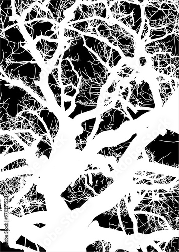 silueta arbol, arbusto, hojas, ramas, otoño, ilustracion, bosques, naturaleza, sequia, atmosfera
