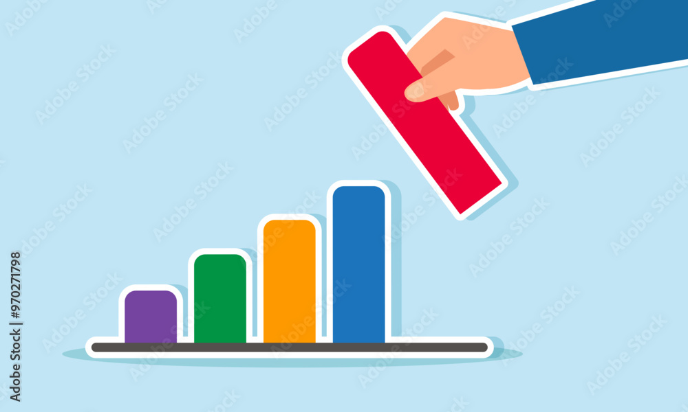 A businessman hand holding the final puzzle piece of a diagram to complete the puzzle, illustration of Progress in business revenue growth or improvement in team management performance A businessman hand holding the final puzzle piece of a diagram to complete the puzzle, illustration of Progress in business revenue growth or improvement in team management performance