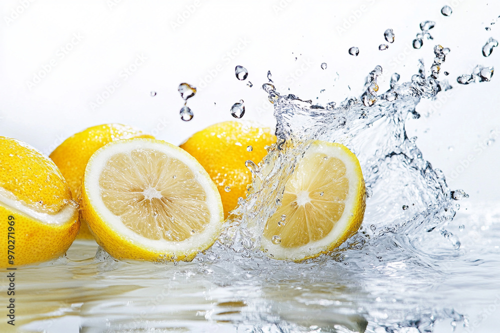 lemon water splash on white background lemon water splash on white background