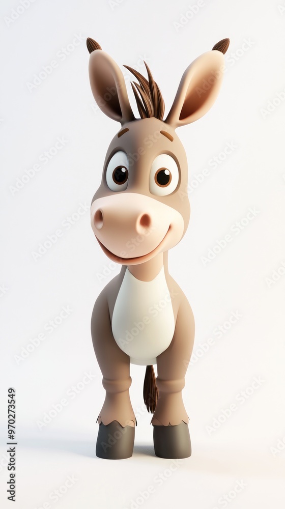 A cheerful cartoon donkey with big eyes and a friendly smile, designed for entertainment. A cheerful cartoon donkey with big eyes and a friendly smile, designed for entertainment.