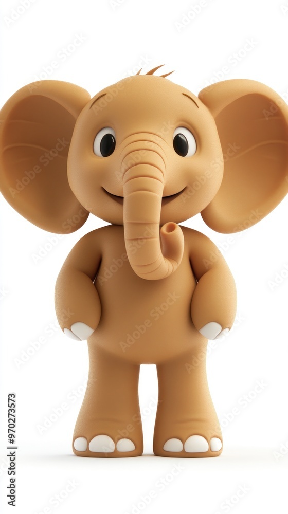 A cheerful cartoon elephant character with a friendly expression, designed for children's content. A cheerful cartoon elephant character with a friendly expression, designed for children's content.