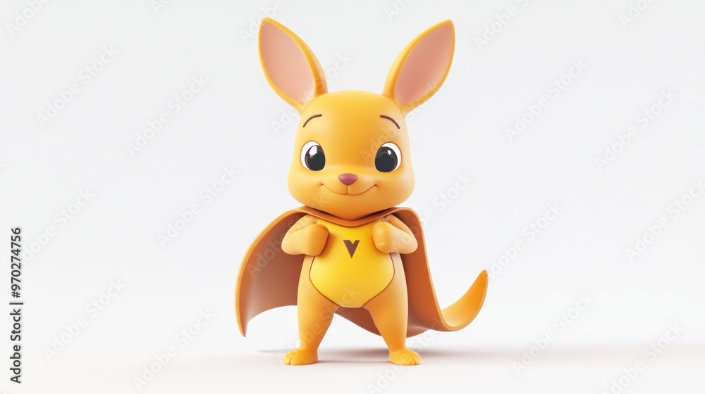 A cheerful cartoon kangaroo character in a superhero cape, designed for playful engagement. A cheerful cartoon kangaroo character in a superhero cape, designed for playful engagement.