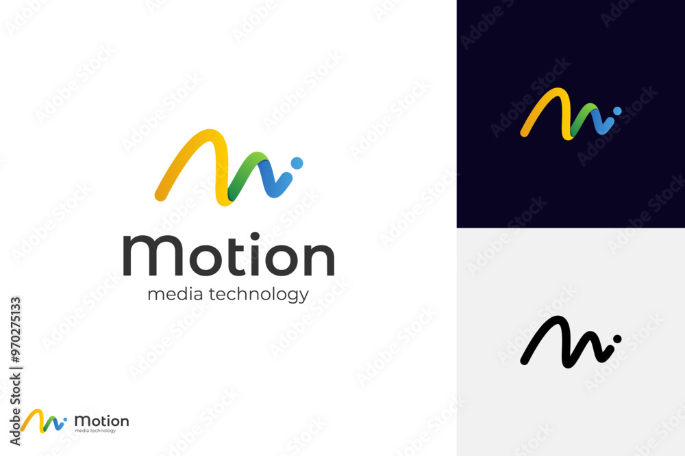 letter m digital media logo icon design line style for motion graphic vector logo template
