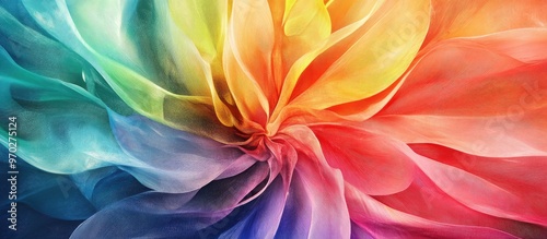 Abstract rainbow flower created using mixed media techniques 2d illustration