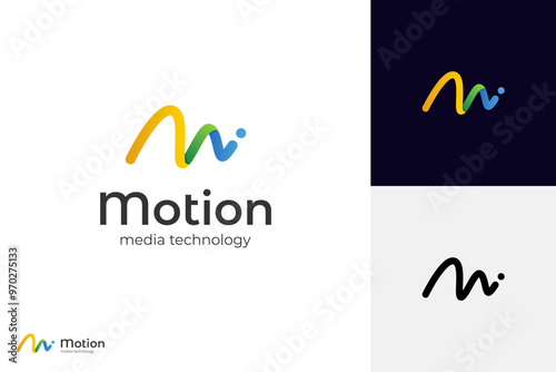 letter m digital media logo icon design line style for motion graphic vector logo template