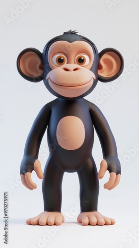 A cheerful cartoon monkey character with large ears and a friendly smile.