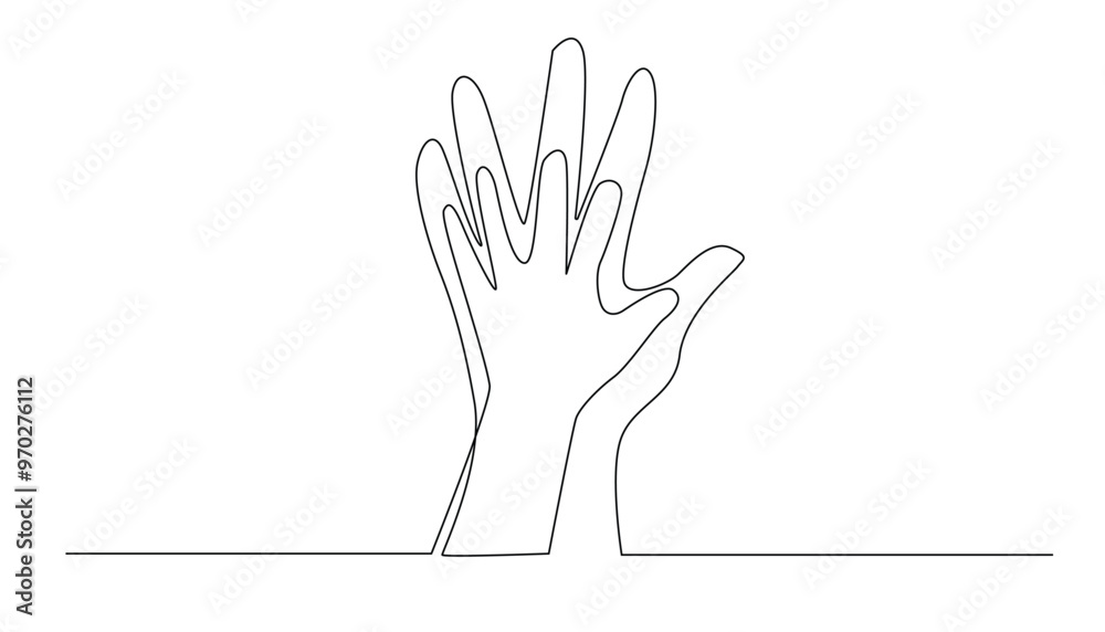 Obraz premium continuous line of parent and child's hands.abstract one line drawing of mother and child's hands.isolated on white background