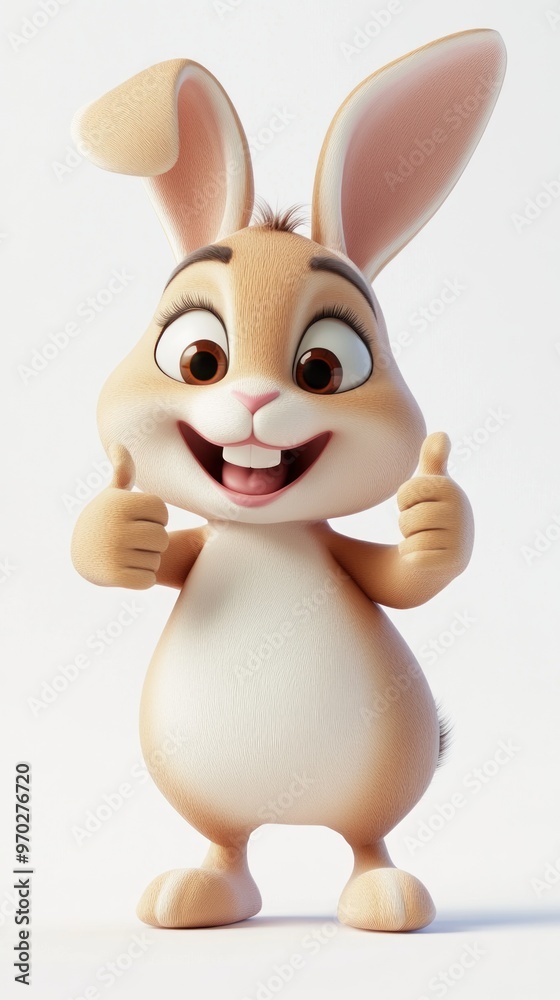 A cheerful cartoon rabbit giving thumbs up, exuding positivity and friendliness. A cheerful cartoon rabbit giving thumbs up, exuding positivity and friendliness.