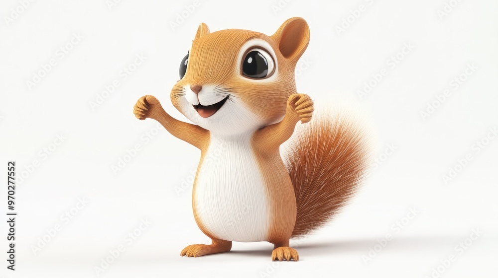A cheerful cartoon squirrel with a fluffy tail, expressing joy and excitement. A cheerful cartoon squirrel with a fluffy tail, expressing joy and excitement.