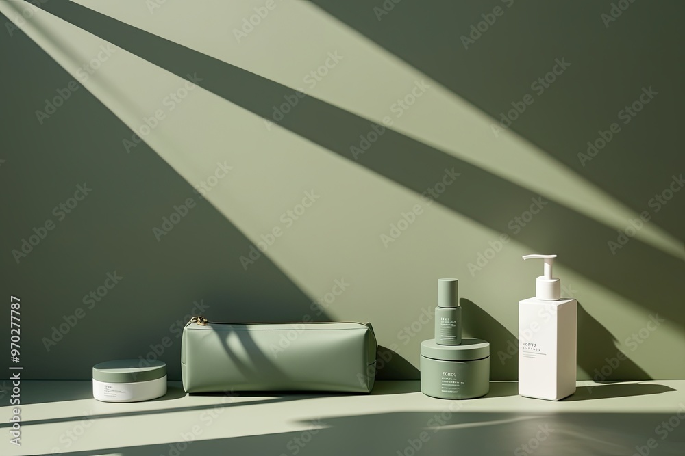 Sage Green Canvas Background with Soft Sunlight and Shadows for Modern Product Display Photography Sage Green Canvas Background with Soft Sunlight and Shadows for Modern Product Display Photography