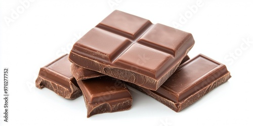 Decadent delight. Indulge in richness of dark chocolate on white background isolated. Sweet. Flavors in every bite. Bittersweet temptation