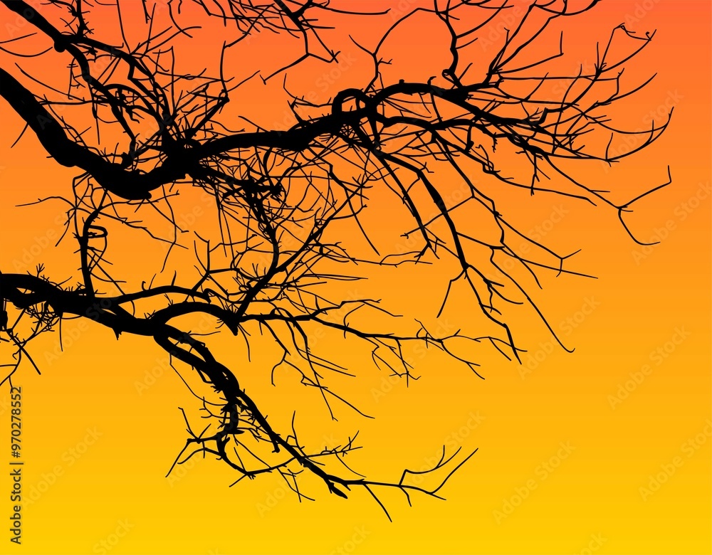 silueta arbol, arbusto, hojas, ramas, otoño, ilustracion, bosques, naturaleza, sequia, atmosfera silueta arbol, arbusto, hojas, ramas, otoño, ilustracion, bosques, naturaleza, sequia, atmosfera