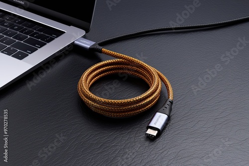 Durable Thick Braided USB-C Cable for Fast Power and Data Transfer photo