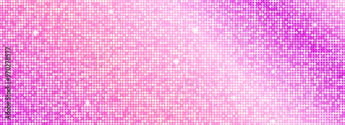 Shining pink purple disco party pattern background. Iridescent sequin mosaic texture. Abstract sparkling halftone wallpaper. Pop up comic glowing glitter backdrop. Retro vector design template