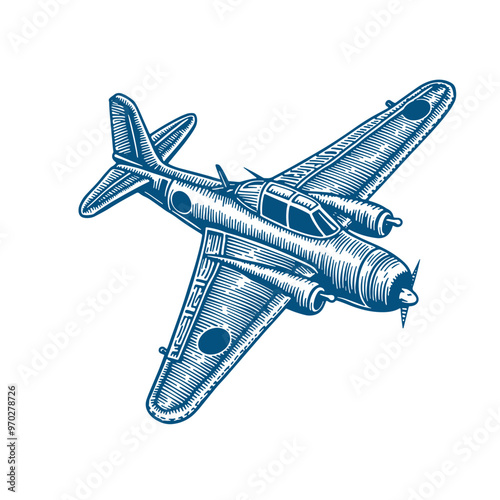 Hand-Drawn Sketch of World War I Fighter Plane Vector Illustration photo