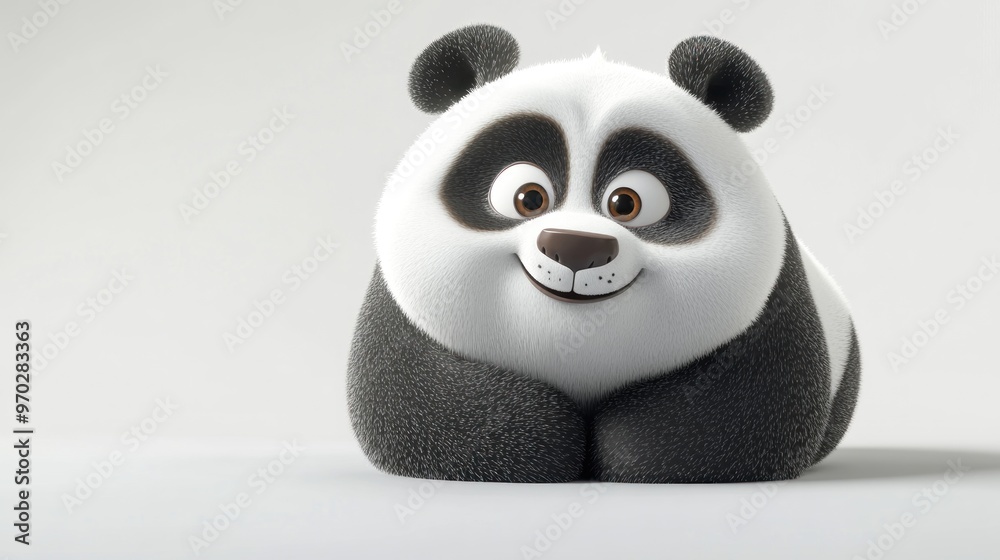 A cute cartoon panda with a friendly expression, sitting on a plain background. A cute cartoon panda with a friendly expression, sitting on a plain background.