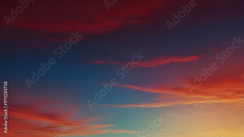 Colorful red and blue sunrise gradient noisy grain background texture