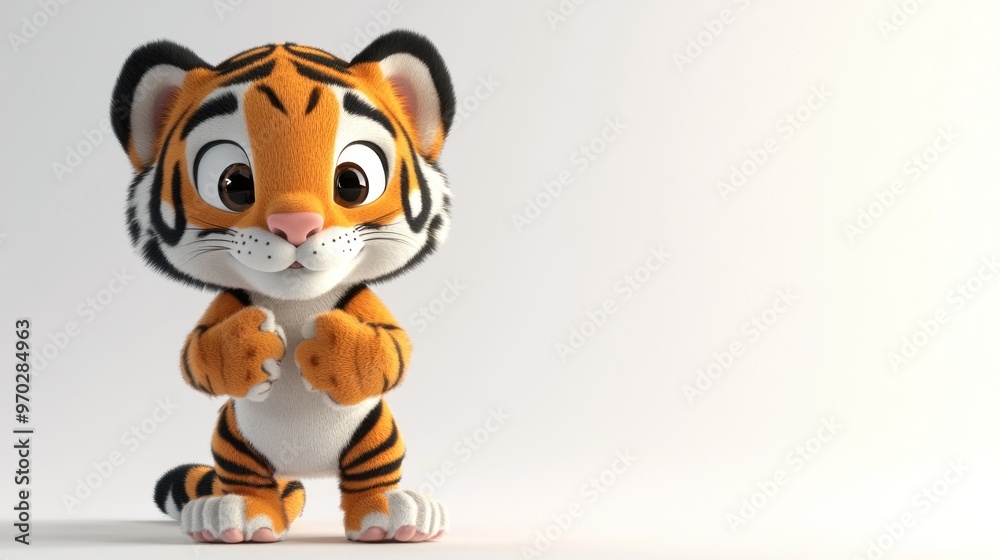 A cute cartoon tiger character with a playful expression, designed for children's media. A cute cartoon tiger character with a playful expression, designed for children's media.