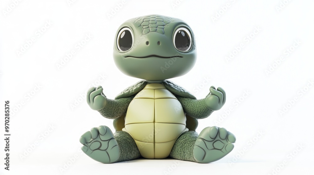 A cute cartoon turtle sitting in a meditative pose, promoting relaxation and mindfulness. A cute cartoon turtle sitting in a meditative pose, promoting relaxation and mindfulness.