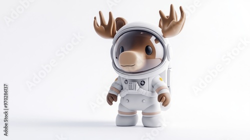 A cute moose character in a space suit, designed for playful and imaginative themes. photo