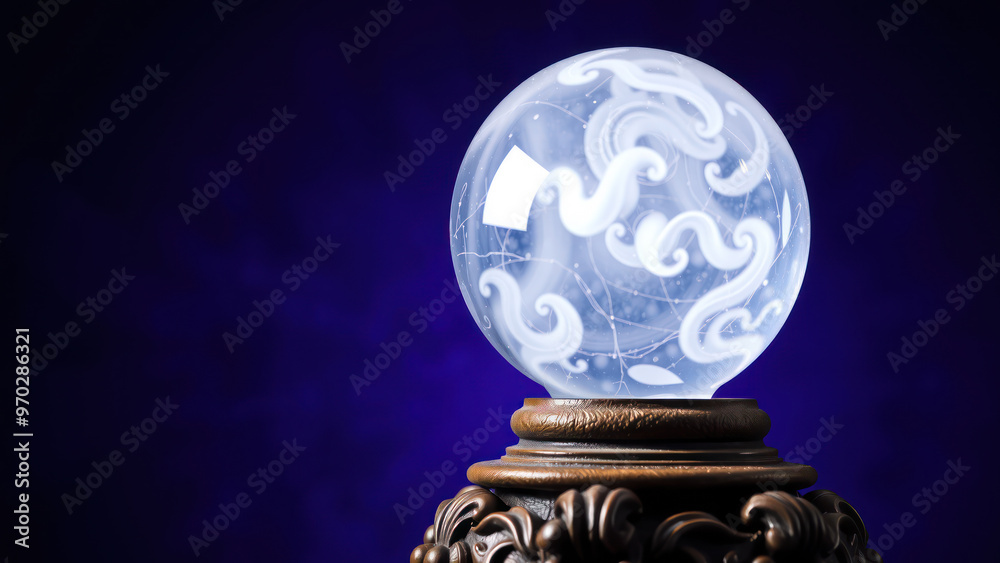 Halloween background with mystical crystal ball and swirling smoke Halloween background with mystical crystal ball and swirling smoke