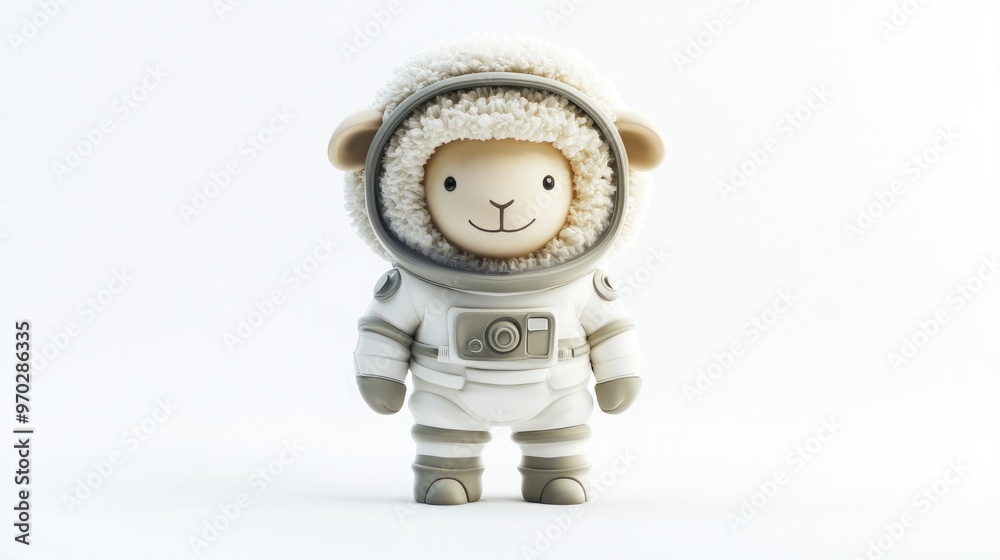 A cute sheep character in a space suit, blending animal charm with a cosmic theme. A cute sheep character in a space suit, blending animal charm with a cosmic theme.