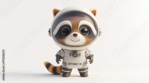 A cute raccoon in an astronaut suit, designed for a playful and imaginative theme. photo