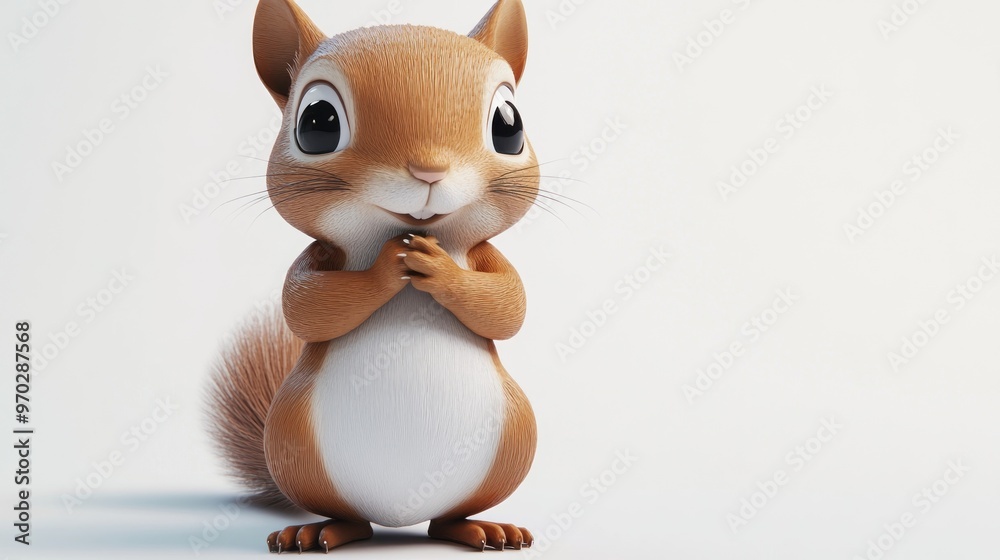 Fototapeta premium A cute, animated squirrel with a cheerful expression, appearing playful and friendly.