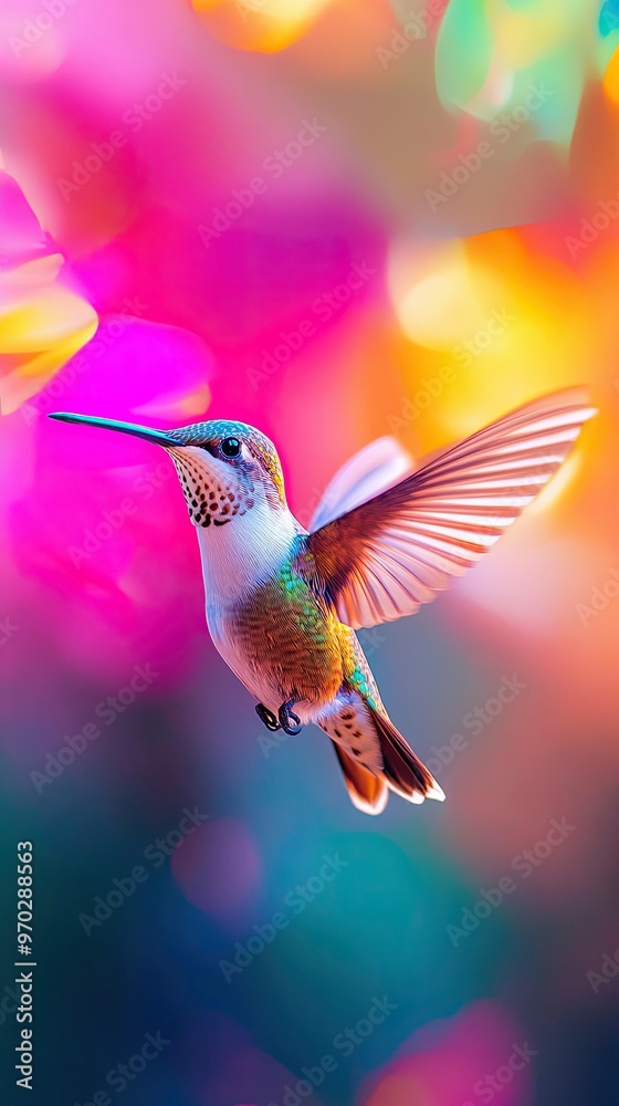 Fototapeta premium hummingbird isolated on colorful background