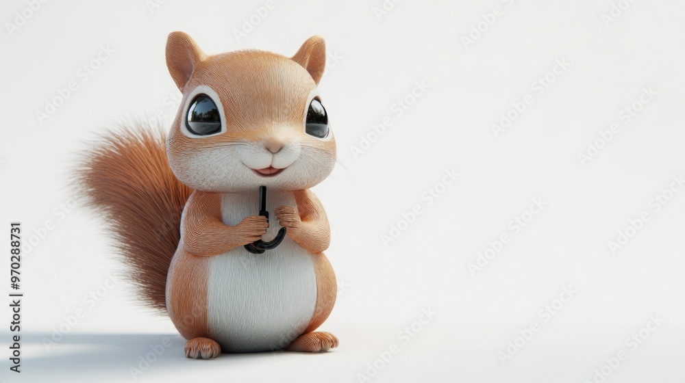 A cute, cartoon-style squirrel holding an object with a friendly expression. A cute, cartoon-style squirrel holding an object with a friendly expression.