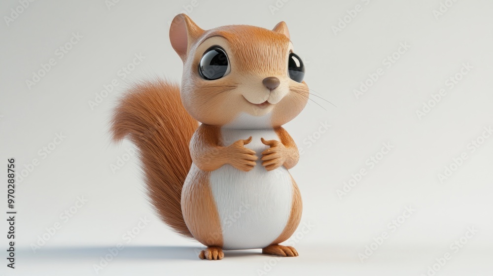 Fototapeta premium A cute, cartoon-style squirrel character with big eyes and a friendly expression.
