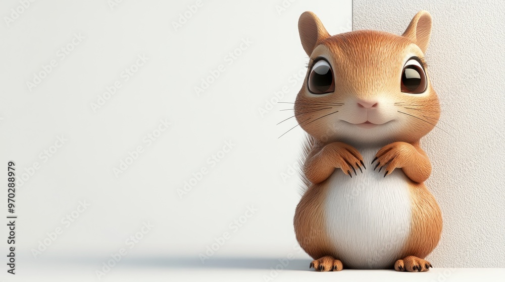 A cute, cartoon-style squirrel with a playful expression against a minimalist background. A cute, cartoon-style squirrel with a playful expression against a minimalist background.