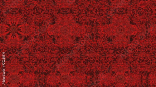 Red lace intricate seamless kaleidoscopic pattern