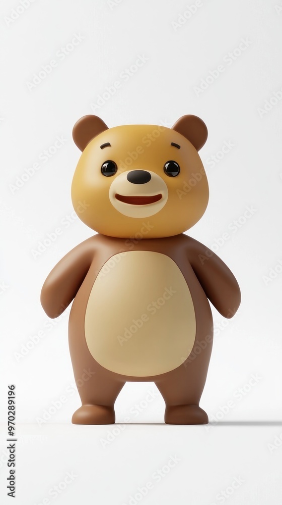Obraz premium A cute, cartoonish bear figure with a friendly expression, designed for playful appeal.