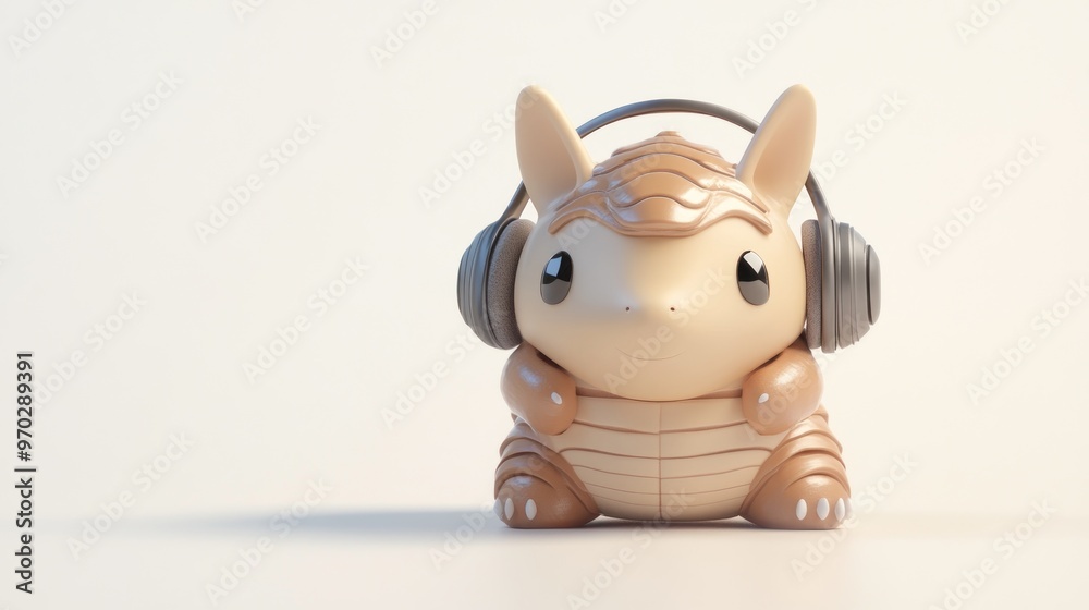 A cute, cartoonish creature wearing headphones, suggesting a playful and relaxed vibe.