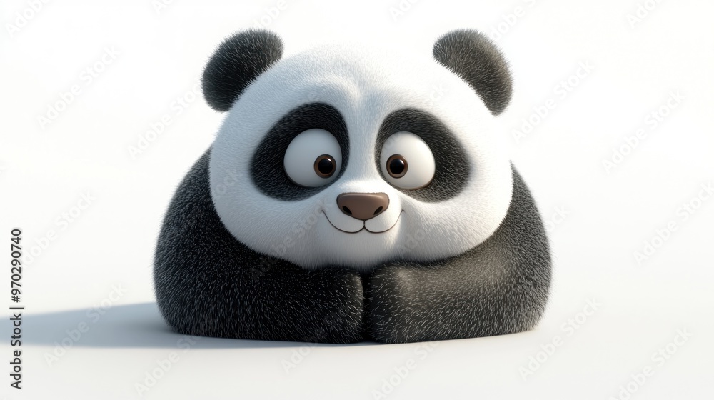 A cute, cartoonish panda with a friendly expression, sitting and looking curiously. A cute, cartoonish panda with a friendly expression, sitting and looking curiously.