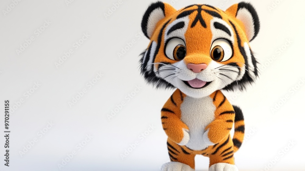 A cute, cartoonish tiger character with a friendly expression, designed for children's content. A cute, cartoonish tiger character with a friendly expression, designed for children's content.