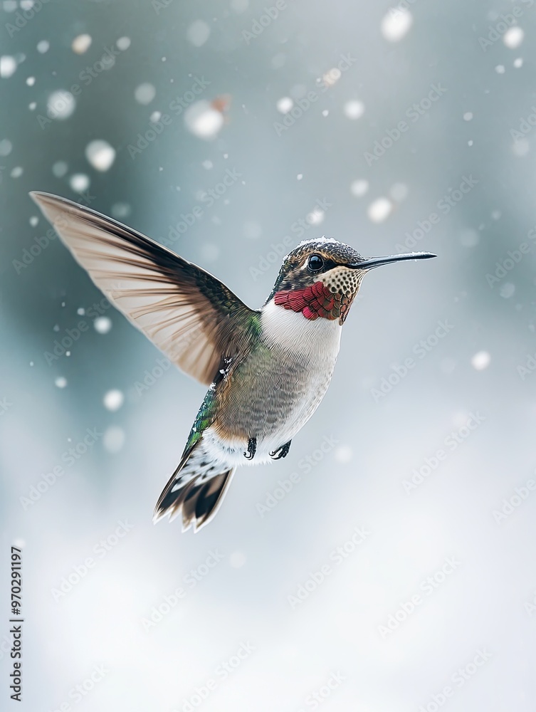 Fototapeta premium hummingbird isolated on winter background