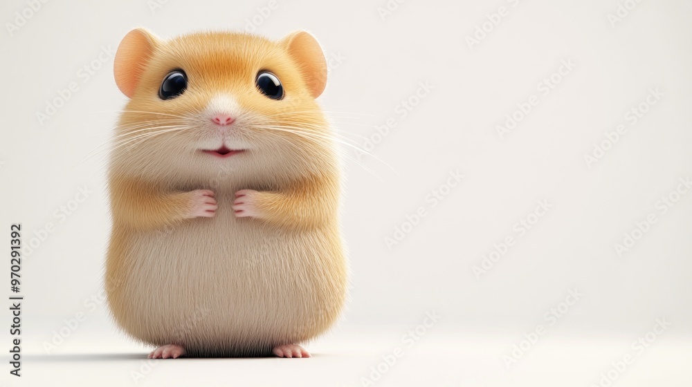 A cute, fluffy hamster standing upright with a cheerful expression. A cute, fluffy hamster standing upright with a cheerful expression.