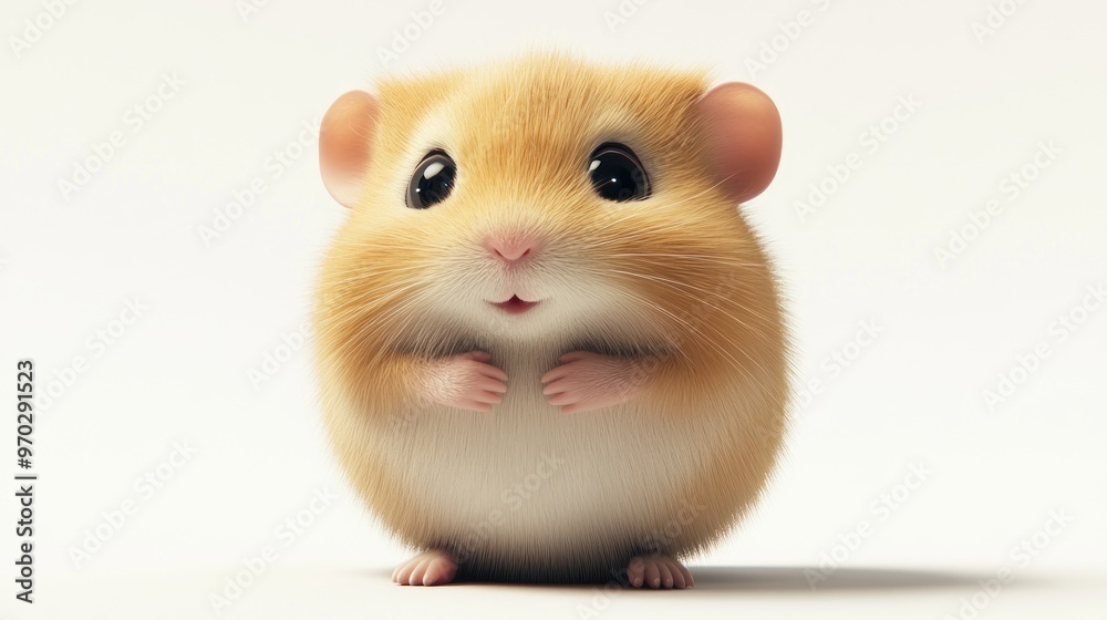 A cute, fluffy hamster with a round body and small paws, looking curiously at the viewer. A cute, fluffy hamster with a round body and small paws, looking curiously at the viewer.