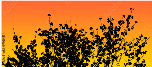 silueta arbol, arbusto, hojas, ramas, otoño, ilustracion, bosques, naturaleza, sequia, atmosfera