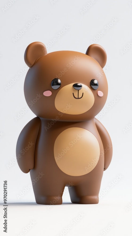 Fototapeta premium A cute, stylized brown bear figure with a cheerful expression and rounded features.